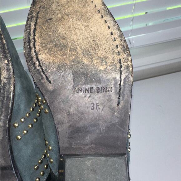 Anine Bing Charlie Low Pointed Toe Suede Studded Booties Women's US 6 Gray - Picture 7 of 8